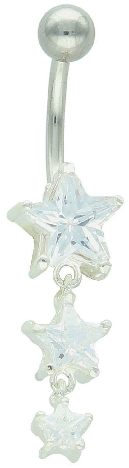 Kolczyk do pępka srebrny 925 – Trzy wiszące gwiazdki z cyrkoniami  Stylowa biżuteria damska.jpg